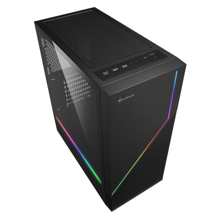 Sharkoon RGB Flow  Midi Tower Case  Zwart